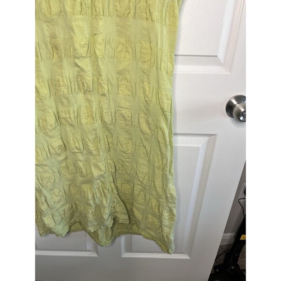 Flax Linen Lime Green Chartreuse Sleeveless Knee Length Dress Sz Petite M - Picture 4 of 10
